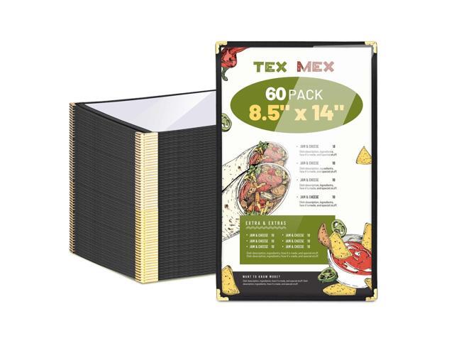 WeChef 60 Pack Restaurant Menu Covers 8.5x14' Single Page 2 View PVC Transparent for Wine List Cafe Bar Club