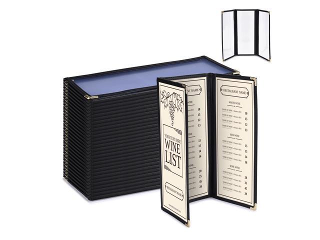 WeChef 30 Pcs 4.25 x 11' Restaurant Menu Covers 3 Page 6 View Trifold Menu Holders for Wine List Drink Bar Cafe Hotel