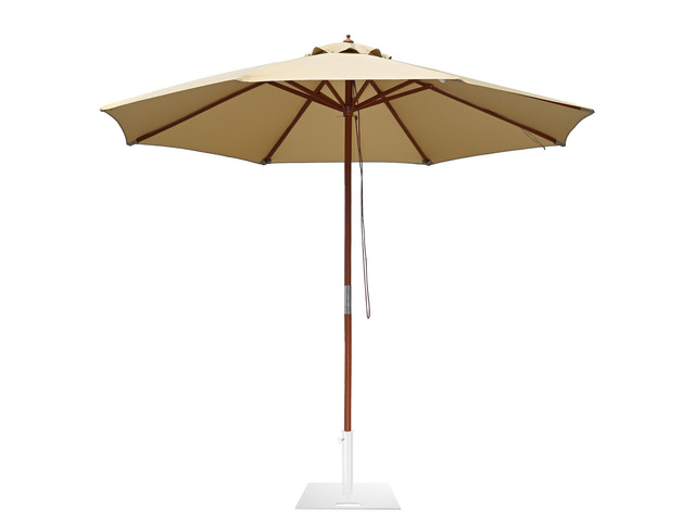 Yescom 9FT Solid Wood Patio Umbrella with Base Included Stand for Outdoor Event Rental Resort Wedding Party Restaurant Tan