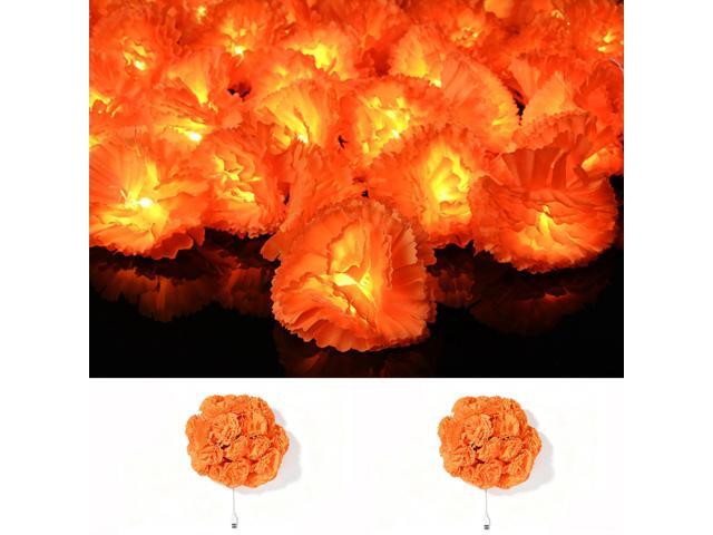 Yescom 2PC 20FT 40 LED Marigold String Lights USB Halloween Day of Dead Decor