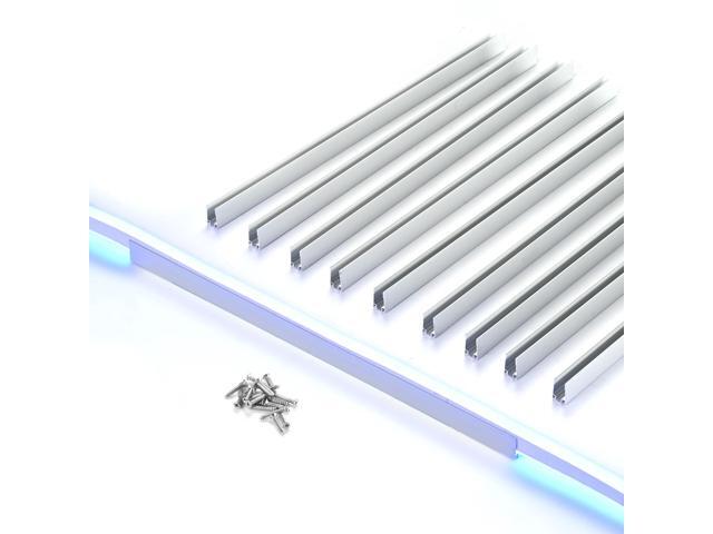 Yescom 10-pack 1-ft Commercial LED Track Channel 8x12mm for RGB Neon Rope Lights Aluminium Mounting Clips for Indoor Outdoor DIY Designs