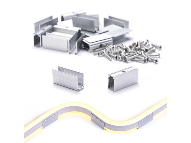 Yescom 20-pack 2-inch Commercial LED Track Channel 7x10mm for Warm White Neon Rope Lights Mini Aluminium Mounting Clips for Indoor Outdoor DIY Designs