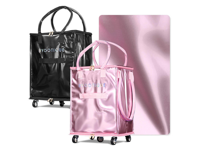 BYOOTIQUE 16' Resuable Rolling Tote Shopping Storage on 5 Wheel Grocery Bag 2 Pack,60L,66 Lbs Weight Capacity,Waterproof,PU Material,Reusable...