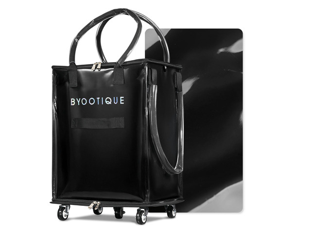 Byootique 16' Rolling Tote Bag Grocery Bag on 5 Wheels for Travel MidnightGlitz