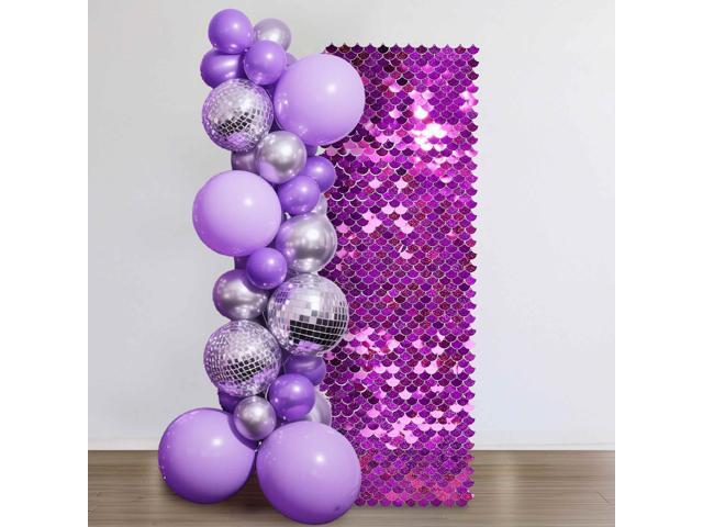 LAGarden 12 Pcs Mermaid Shimmer Wall Backdrop Panel Iridescent Sequin Party Purple 3x4 Ft