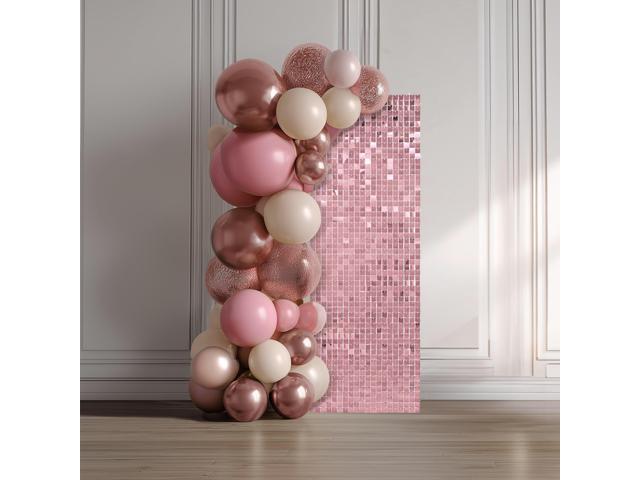 LAGarden 12 Pcs Pink Shimmer Wall Backdrop Panels Square Sequin Party Decoration 3x4 Ft