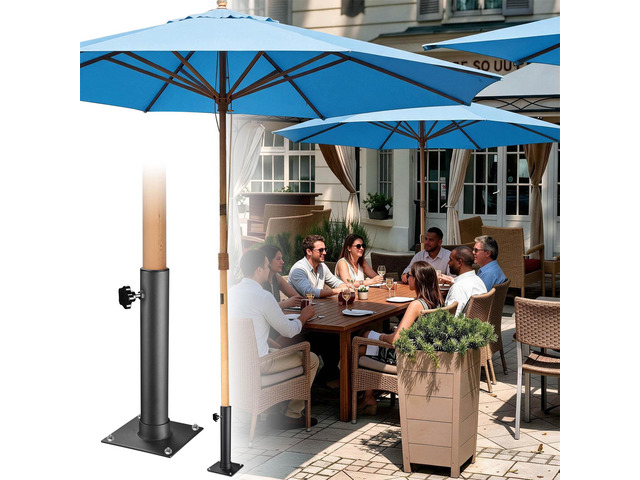 Yescom 13' Beech Wood Market Umbrella with Deck Mount & Pulley for Poolside Club Resort Shade, Light Azure Blue