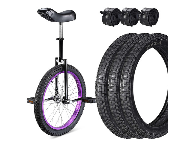 Yescom 20' Mountain Unicycle & 3 Pack 2.4' All-Terrain Tires Set 1-Year Use Trail Riding & Fitness Purple Rim for Adult