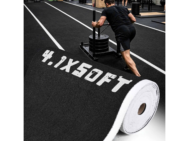 Yescom 4FTx50FT Black Commercial-Grade Gym Add-on Turf Runway for Sled Track HIFT Training, 0.6'H Elite 17-Yard Sprint Strip for S & C Facility