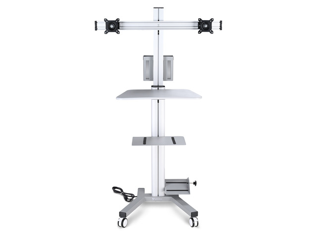 Yescom NexusX Commander Max Mobile PC Stand Workstation w/ 2 Poles Dual Monitor Mount for 32' Screen ANSI/BIFMA X5.5-2021 Certificated