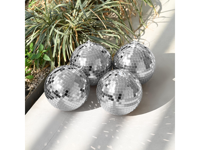 Yescom Silver 7' Disco Ball Set Hanging for 70s 80s Wedding Nightclub Party 4 Pack Mirror Balls Bachelorette Groovy Photo Booth Retro Glam...