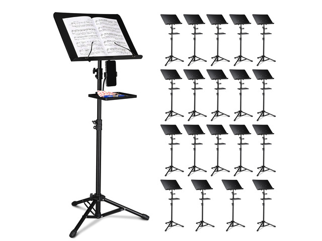 Yescom 20 Packs Music Sheet Stand 37'-61' Tiltable Widened Stable Tripod Base Storage Tray Carrying Bag for Orchestras