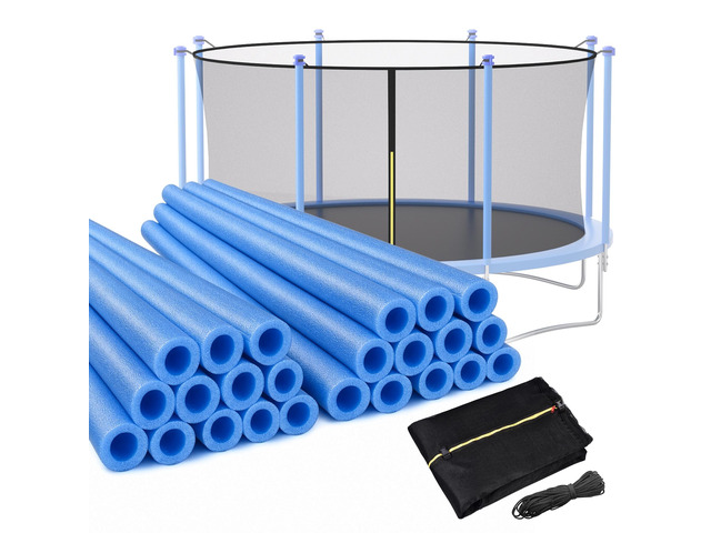 Yescom Trampoline Pole Foam Sleeves & Trampoline Net Kit, 24 Pcs 1.26' Inner Outdoor PVC Trampoline Pole Covers & 15 FT Universal Trampoline Net
