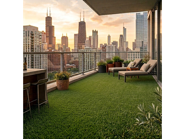 Yescom EZ-Valee 3ftx50ft Balcony Turf 1.38 Inch Realistic Autumn Green Grass Easy Set-Up with Drainage Holes for Penthouse Condo Patio