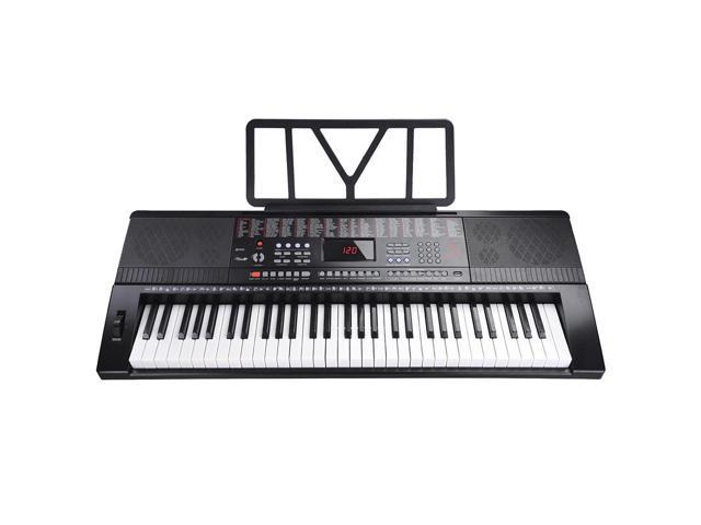 61 Key Full Size Electronic Music Keyboard Electric Piano LCD Display USB Input MP3 Black