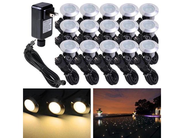 15pcs LED Deck Light Garden Mall Stair Yard Landscape Warm White Lamp Waterproof