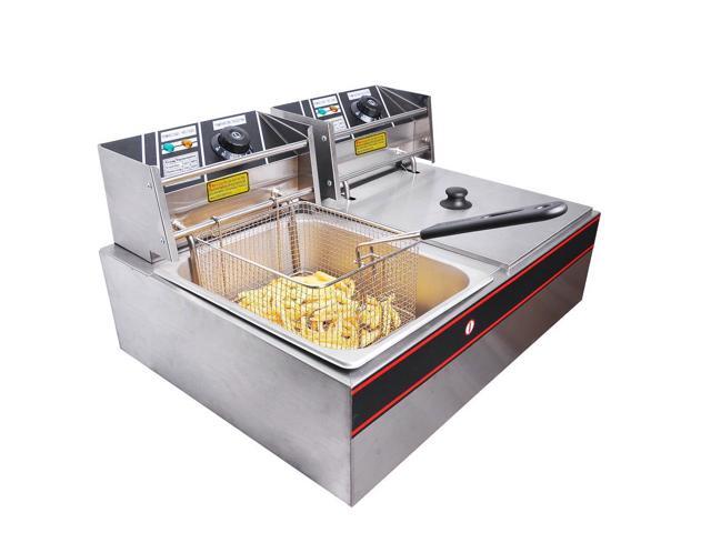 5000W 24L Electric Countertop Deep Fryer Dual Tank French Fry Commercial Restaurant