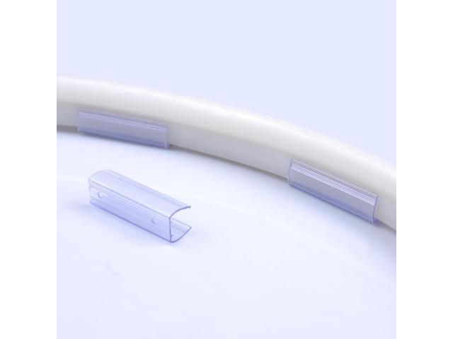 DELight 2' Plastic U Channel System 50PCS Clear PVC Universal LED Track Mounting Holder for 9/16' Neon Flex Strip Light