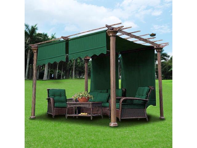 2 Pcs 15.5x4 Ft Canopy Cover Replacement with Valance for Pergola Structure Green