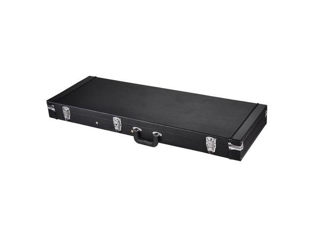 Universal Rectangular Electric Guitar Hard Case Wooden Hard Shell Carrying Case with Lock Latch Key Black