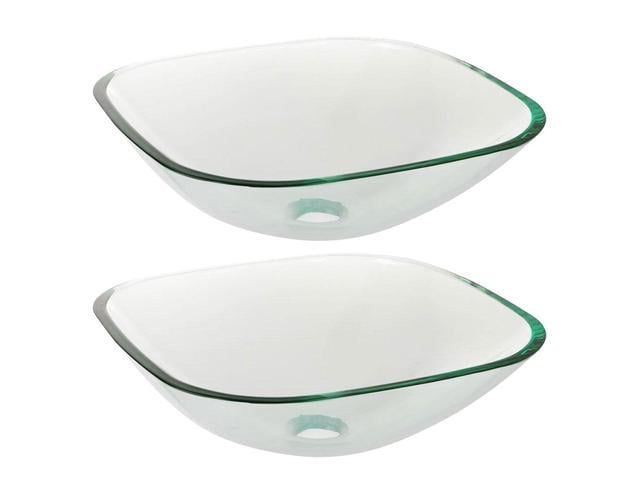Photos - Kitchen Sink YescomUSA Aquaterior® 2 Pack Square Tempered Glass Above Counter Vessel Bowl Vanity 