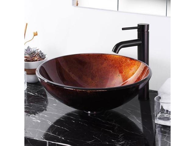 Aquaterior 2 Pack Round Tempered Glass Above Counter Vessel Bowl Vanity Sink Bathroom Hotel Basin