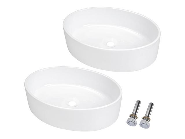 Photos - Kitchen Sink YescomUSA Aquaterior® 2 Pcs Oval Porcelain Above Counter Vessel Sink Vanity Basin wi 
