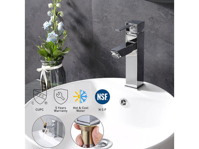 Aquaterior Modern 1 Hole Bathroom Faucet Vanity Sink Basin 1 Handle DIY Installation Home CHR