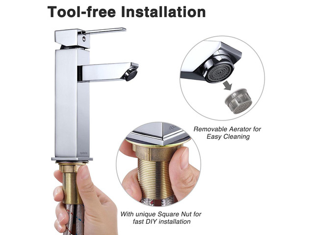 Aquaterior Modern 1 Hole Bathroom Faucet Vanity Sink Basin 1 Handle DIY Installation Home CHR