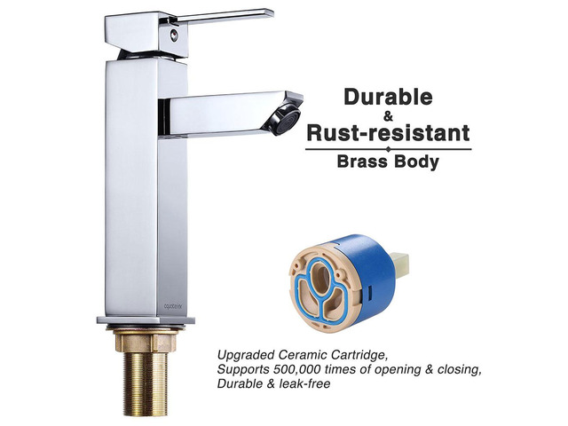 Aquaterior Modern 1 Hole Bathroom Faucet Vanity Sink Basin 1 Handle DIY Installation Home CHR