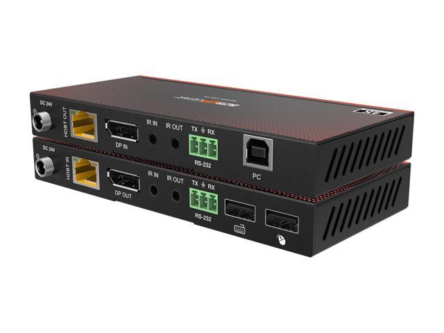 BZBGEAR 4K Ultra HD DisplayPort 1.2a KVM Extender Kit - HDBaseT, Long Range over Cat6 up to 150m, Bi-Directional POC with USB, IR & RS232
