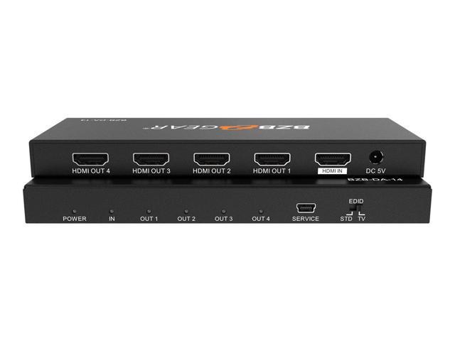 BZBGEAR 1x4 4K UHD HDMI Splitter Support HDMI 2.0b, HDCP 2.2, HDR & 3D