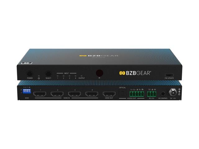 BZBGEAR 4x1 8K UHD HDMI 2.1 Switcher with Digial/Analog Audio De-Embedding/EDID/RS-232 (8K60/4K120Hz 4:4:4 VRR/ALLM Support)