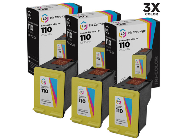 LD Remanufactured Replacement Ink Cartridges for Hewlett Packard CB304AN (HP 110) Tri-Color (3 Pack)