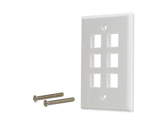 25 Pack Lot 6 port Hole Keystone Jack Wall Plate Smooth Surface White