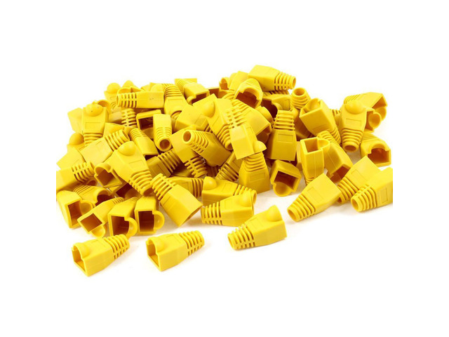 100 pcs Cat5e/Cat6/RJ45 Ethernet Cable Connector Strain Relief Boots Yellow