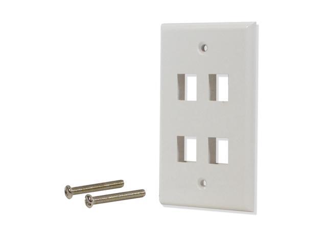 25 Pack Lot 4 port Hole Keystone Jack Wall Plate Smooth Surface White