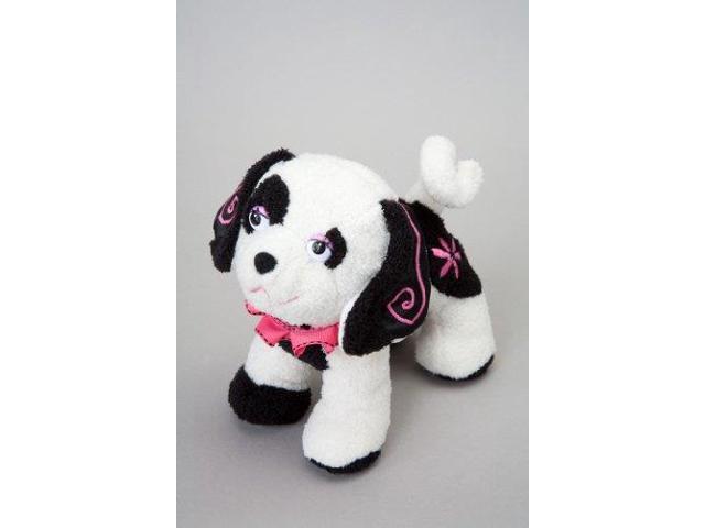 flour black and white dog with pink trim