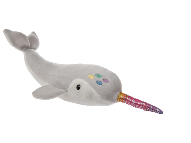 Mary Meyer Gray Neptune Narwhal Soft Toy, 11' including tusk