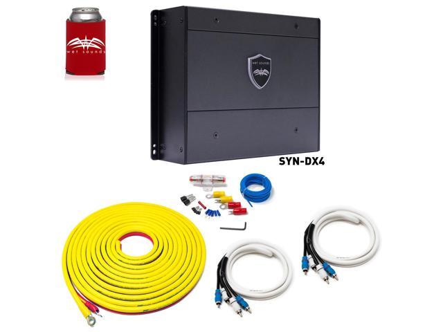 Wet Sounds SYN-DX 4 Full Range Class D Amplifier & Stinger 7-Meter 4-Gauge Amplifier Wiring Kit w/ RCAs