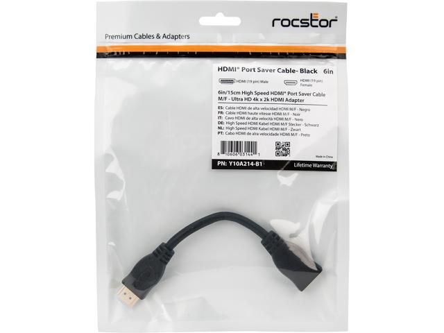 Rocstor 6in High Speed HDMI Port Saver Cable M/F Black - image 6
