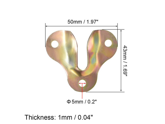 Flush Mount Bracket, 50x43mm Yellow Zinc Plated Wall Mount Clip Hook for Picture Frame Hanger, 20 Pcs