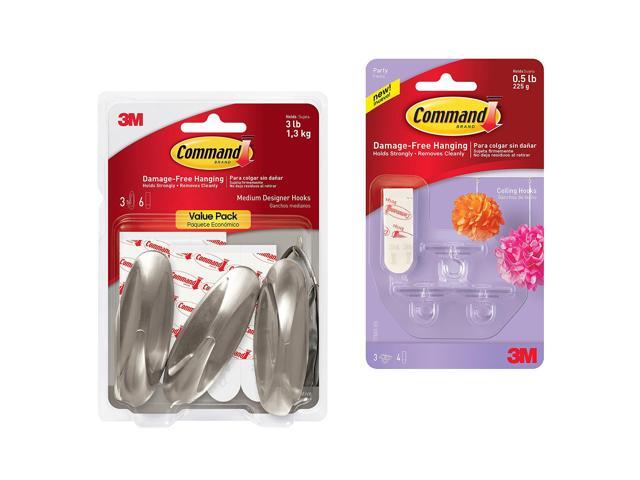 3M Scotch CMD-HK Command Hooks: Medium Brushed Nickel Designer Hook - Value Pack [3 hooks per pack] (Brushed Nickel)
