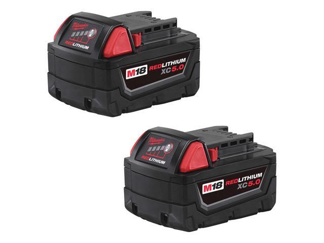 Milwaukee M18 Redlithium XC5.0 Ah Lithium-Ion Extended Capacity Battery (2-Pack) 48-11-1852