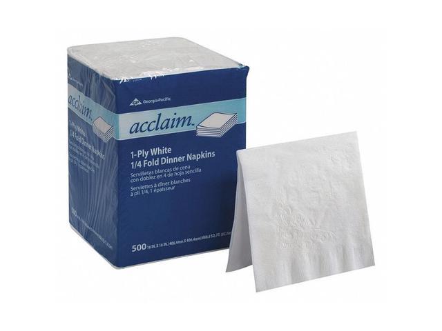 Acclaim 1/4 Fold Paper Dinner Napkins White 1-Ply 16'x16' 500/PK 8 PK/CT