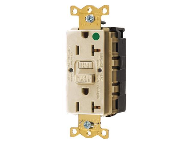 HUBBELL WIRING DEVICE-KELLEMS SNAPGF83I GFCI Rceptcle, Hspital, Ivry, 20A, 1 HP