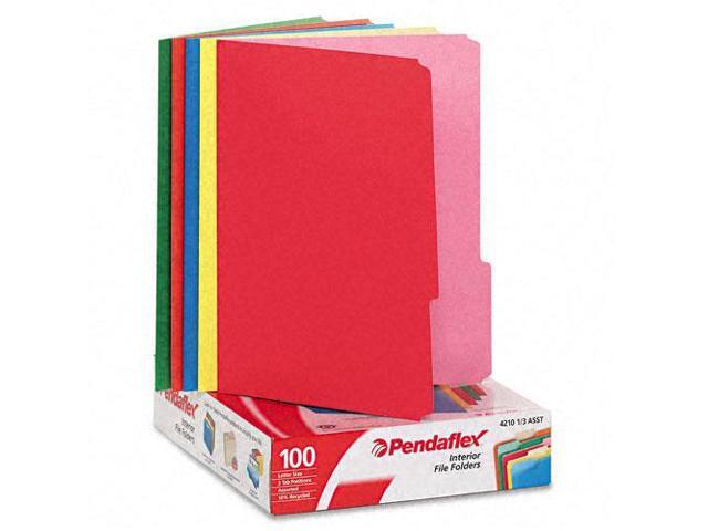 Pendaflex Interior File Folders 1/3 Cut Top Tab Letter Bright Assortment 100/Box 421013ASST