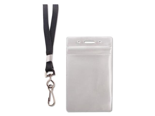 Advantus ID Holder/Lanyard Combo Pack - Vertical - Vinyl - 20 / Pack - Black/Clear AVT91131