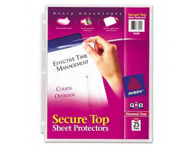 Avery Dennison - 76000 - Secure Top Sheet Protectors, Super Heavy Gauge, Letter, Diamond Clear, 25/Pack
