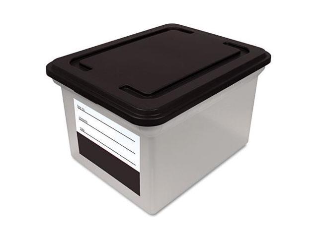 Advantus 55802 File Tote Storage Box with Snap-on Lid Closure Letter/Legal Clear/Black